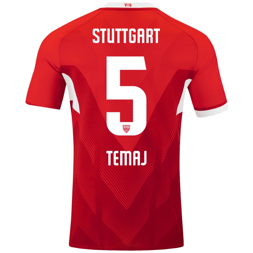 Dames Laureta Temaj #5 Rood Wit Uitshirt Uittenue 2024/25 T-Shirt