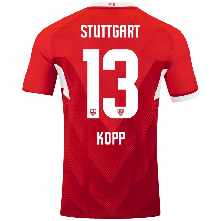 Dames Leonie Kopp #13 Rood Wit Uitshirt Uittenue 2024/25 T-Shirt