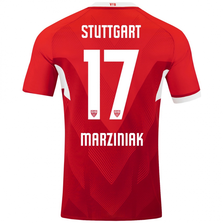 Dames Chiara Marziniak #17 Rood Wit Uitshirt Uittenue 2024/25 T-Shirt