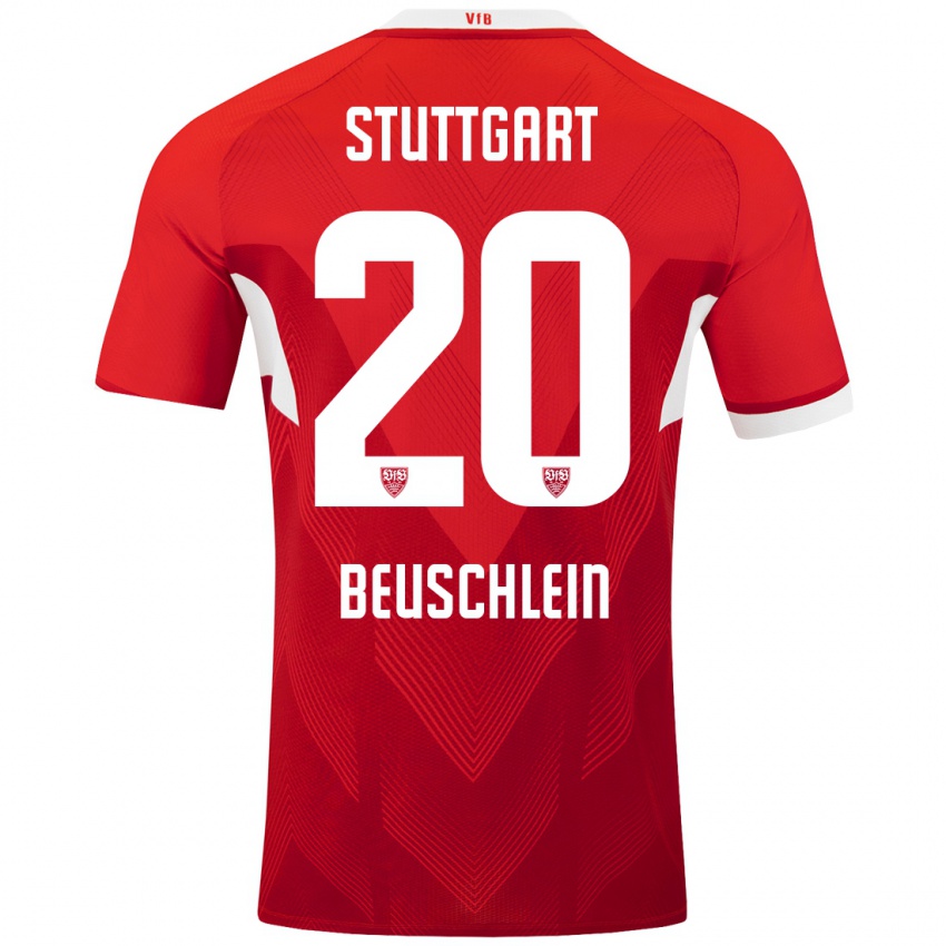 Dames Jana Beuschlein #20 Rood Wit Uitshirt Uittenue 2024/25 T-Shirt