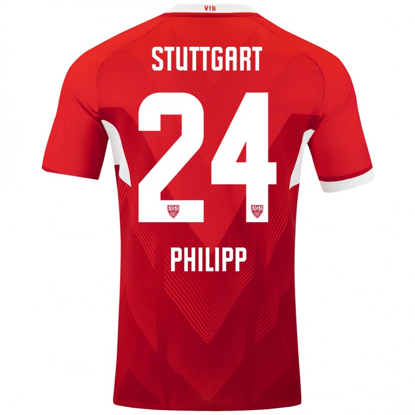 Dames Celine Philipp #24 Rood Wit Uitshirt Uittenue 2024/25 T-Shirt