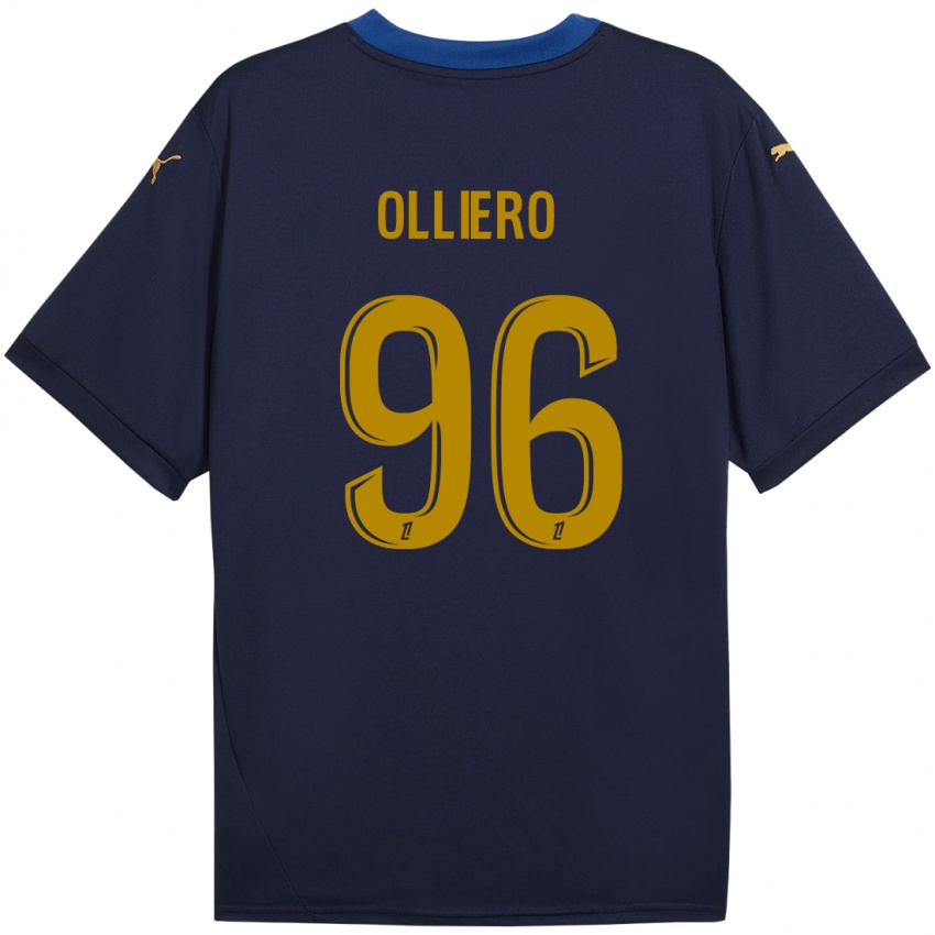 Dames Alexandre Olliero #96 Marineblauw Goud Uitshirt Uittenue 2024/25 T-Shirt