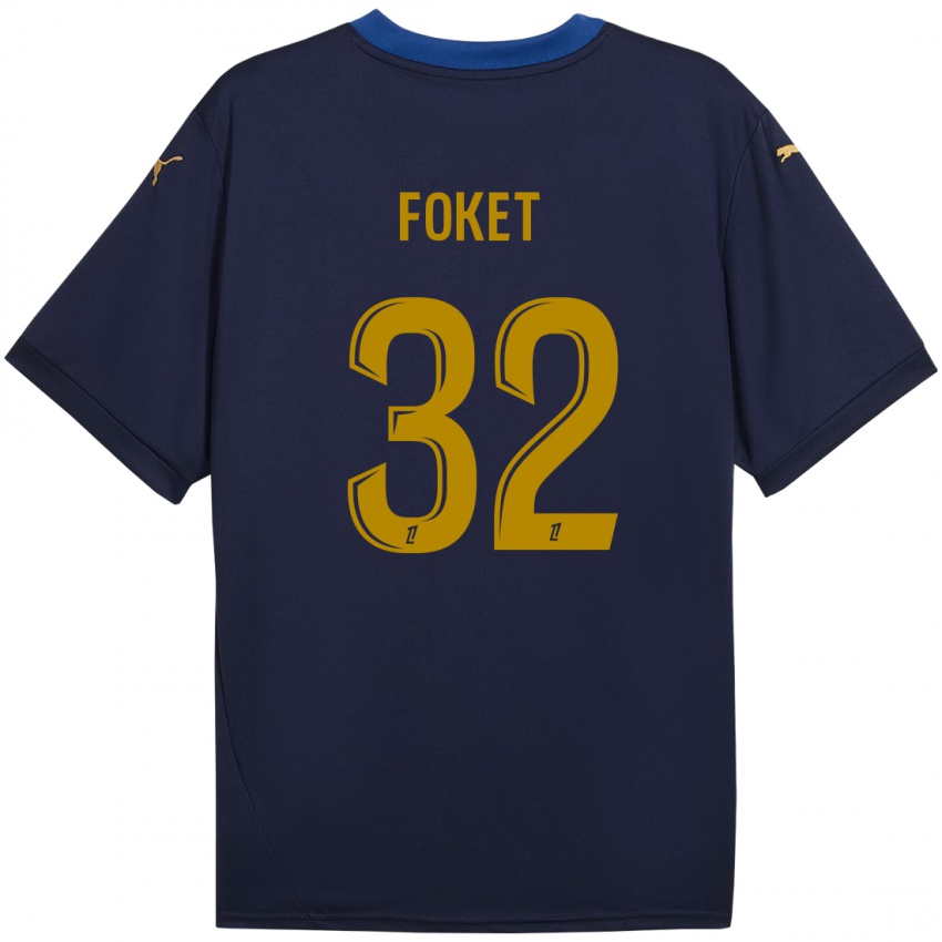 Dames Thomas Foket #32 Marineblauw Goud Uitshirt Uittenue 2024/25 T-Shirt