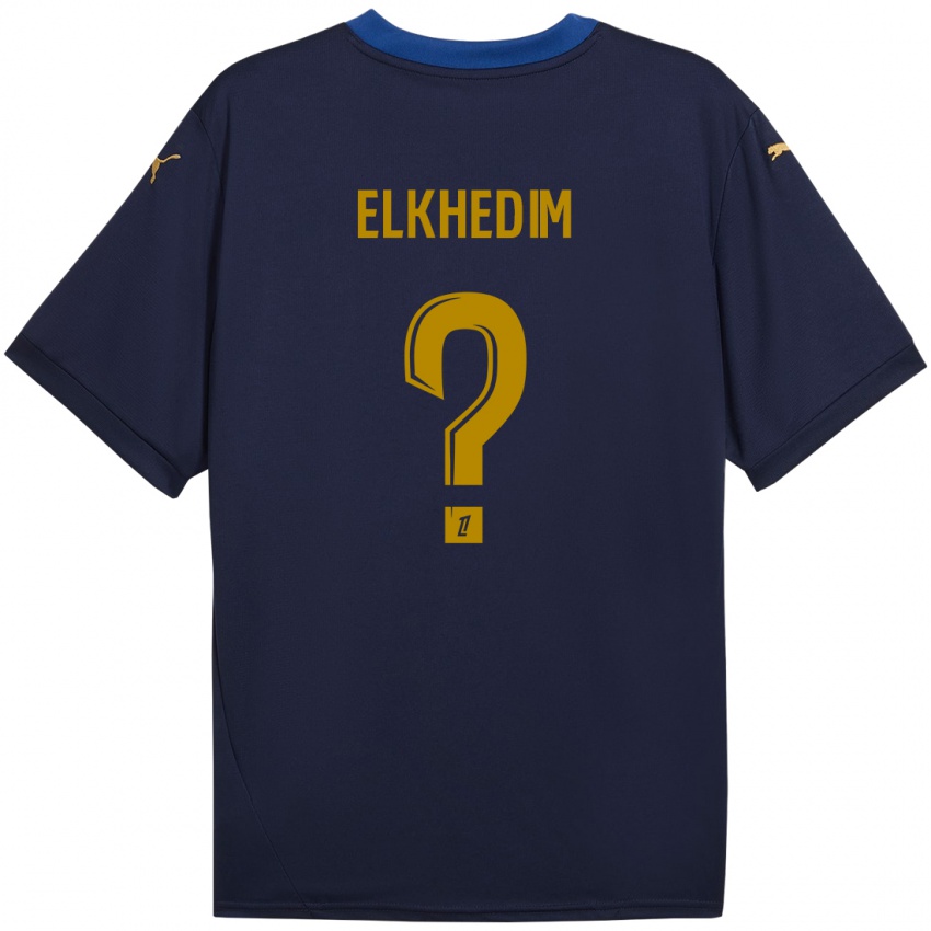 Dames Abdenoor Elkhedim #0 Marineblauw Goud Uitshirt Uittenue 2024/25 T-Shirt