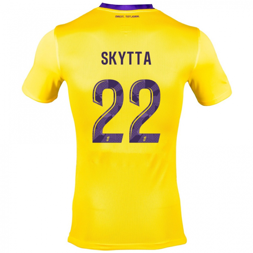 Dames Naatan Skyttä #22 Geel Paars Uitshirt Uittenue 2024/25 T-Shirt