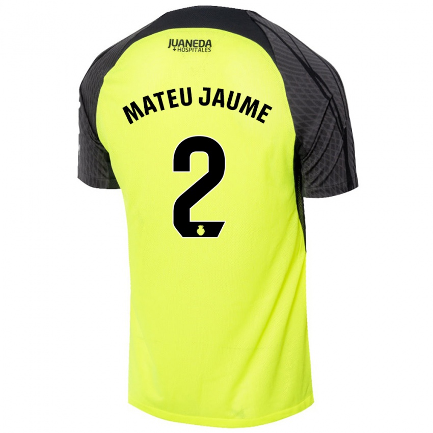 Dames Mateu Morey Bauza #2 Fluorescerend Groen Zwart Uitshirt Uittenue 2024/25 T-Shirt