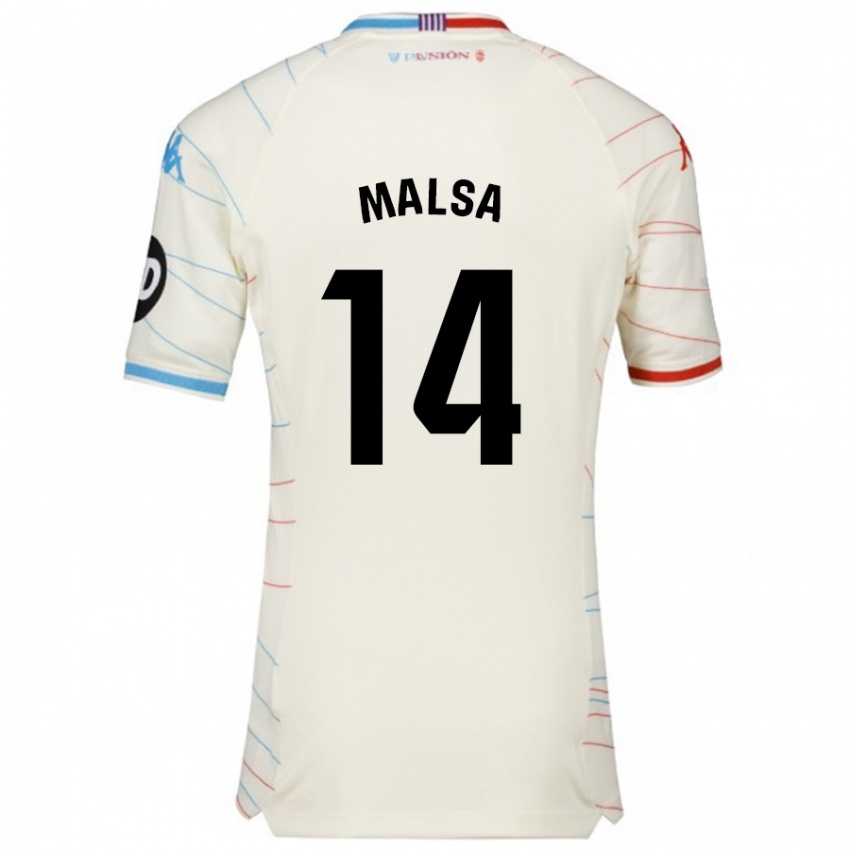 Dames Mickaël Malsa #14 Wit Rood Blauw Uitshirt Uittenue 2024/25 T-Shirt