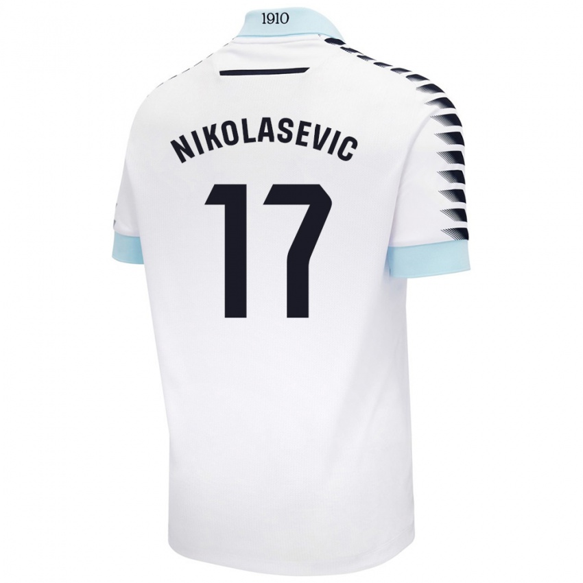 Dames Mirko Nikolasevic #17 Wit Blauw Uitshirt Uittenue 2024/25 T-Shirt