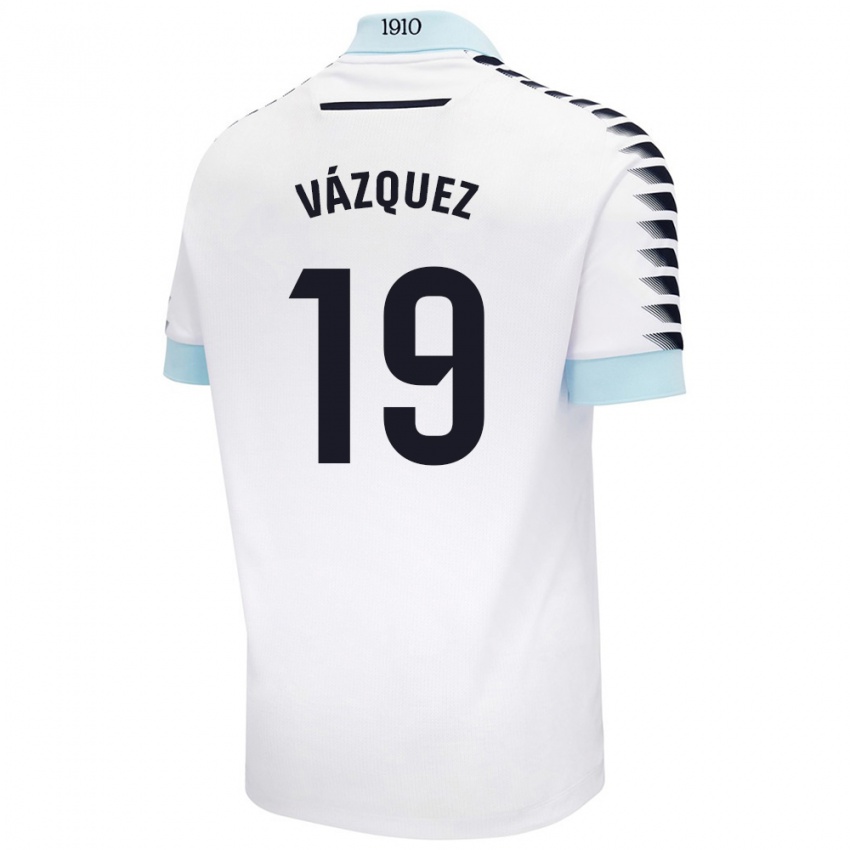 Dames Borja Vázquez #19 Wit Blauw Uitshirt Uittenue 2024/25 T-Shirt