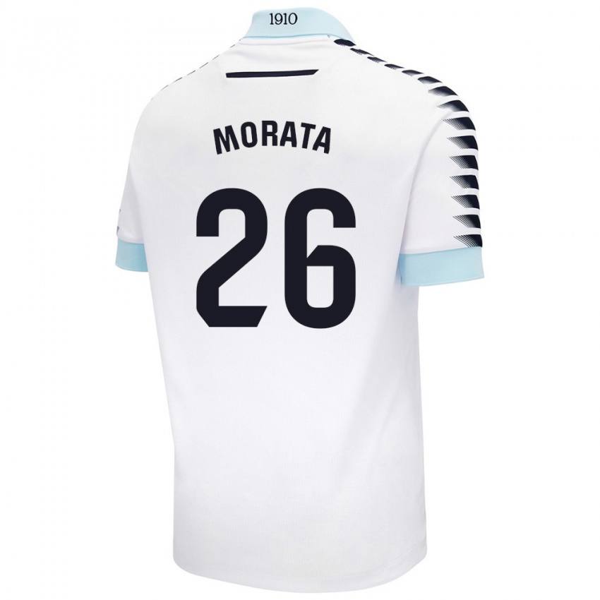 Dames Álex Morata #26 Wit Blauw Uitshirt Uittenue 2024/25 T-Shirt