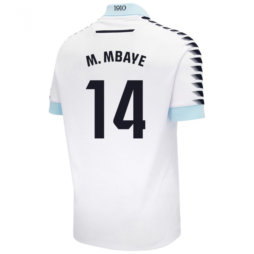 Dames Momo Mbaye #14 Wit Blauw Uitshirt Uittenue 2024/25 T-Shirt