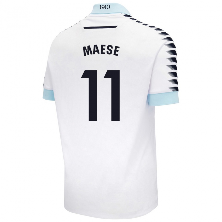 Dames María Del Carmen Maese Gaitán #11 Wit Blauw Uitshirt Uittenue 2024/25 T-Shirt