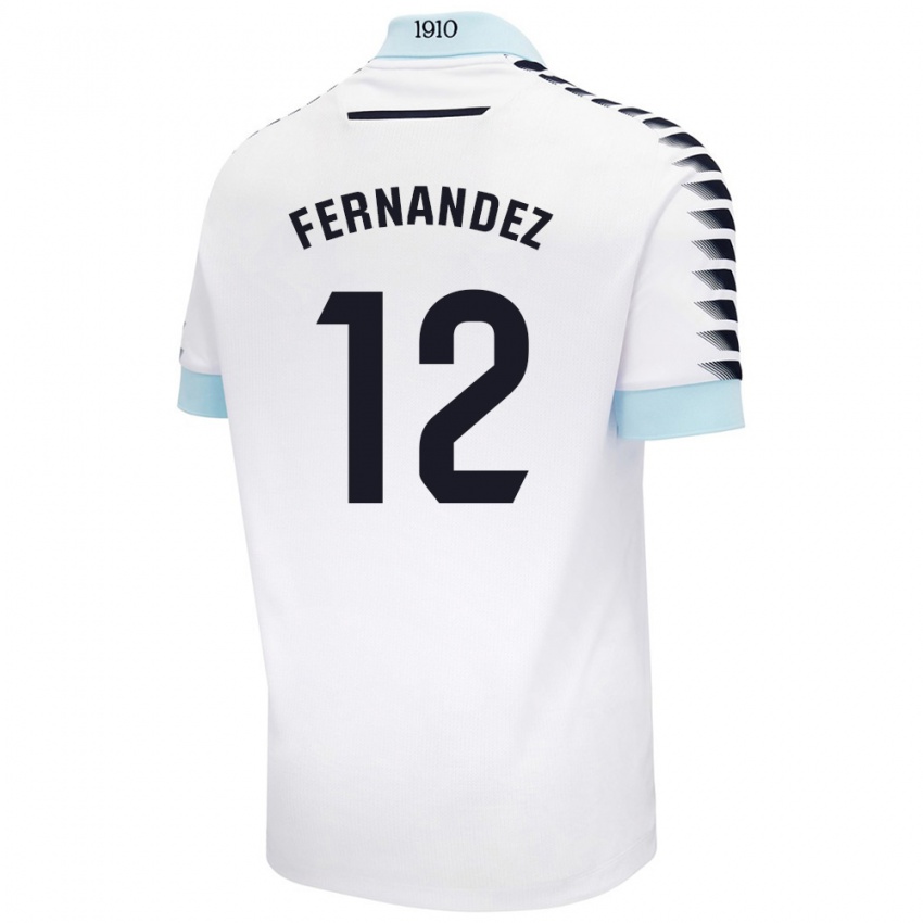 Dames Sandra Fernández León #12 Wit Blauw Uitshirt Uittenue 2024/25 T-Shirt