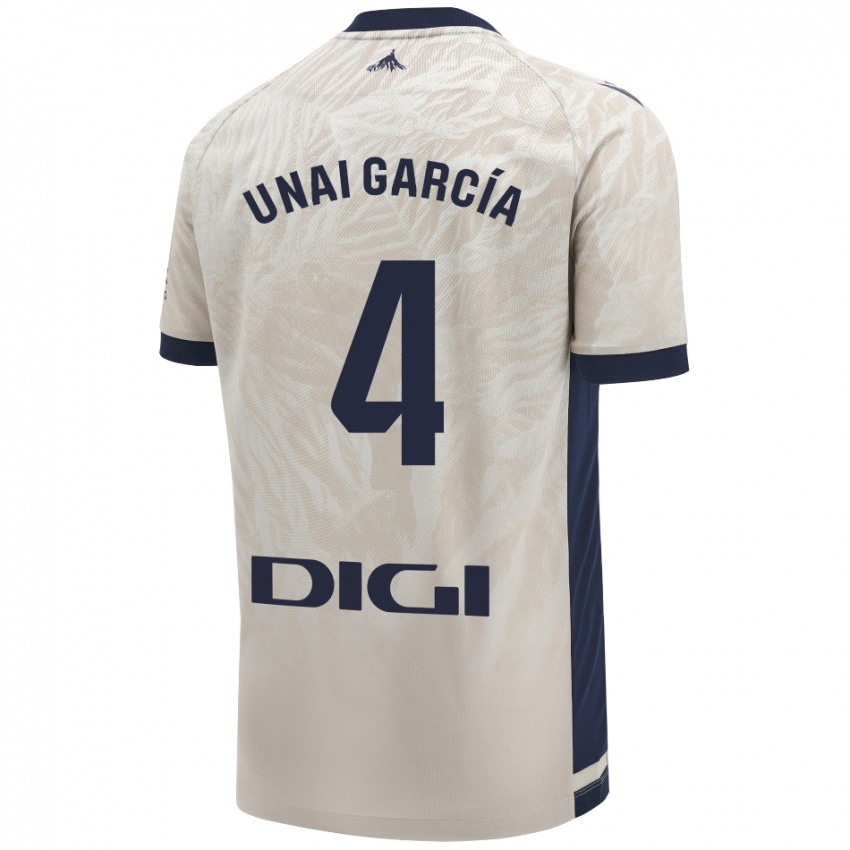 Dames Unai García #4 Lichtgrijs Uitshirt Uittenue 2024/25 T-Shirt