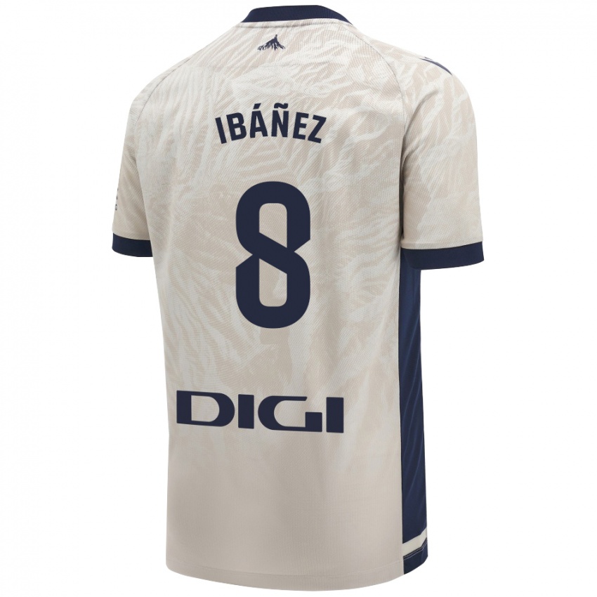 Dames Pablo Ibáñez #8 Lichtgrijs Uitshirt Uittenue 2024/25 T-Shirt