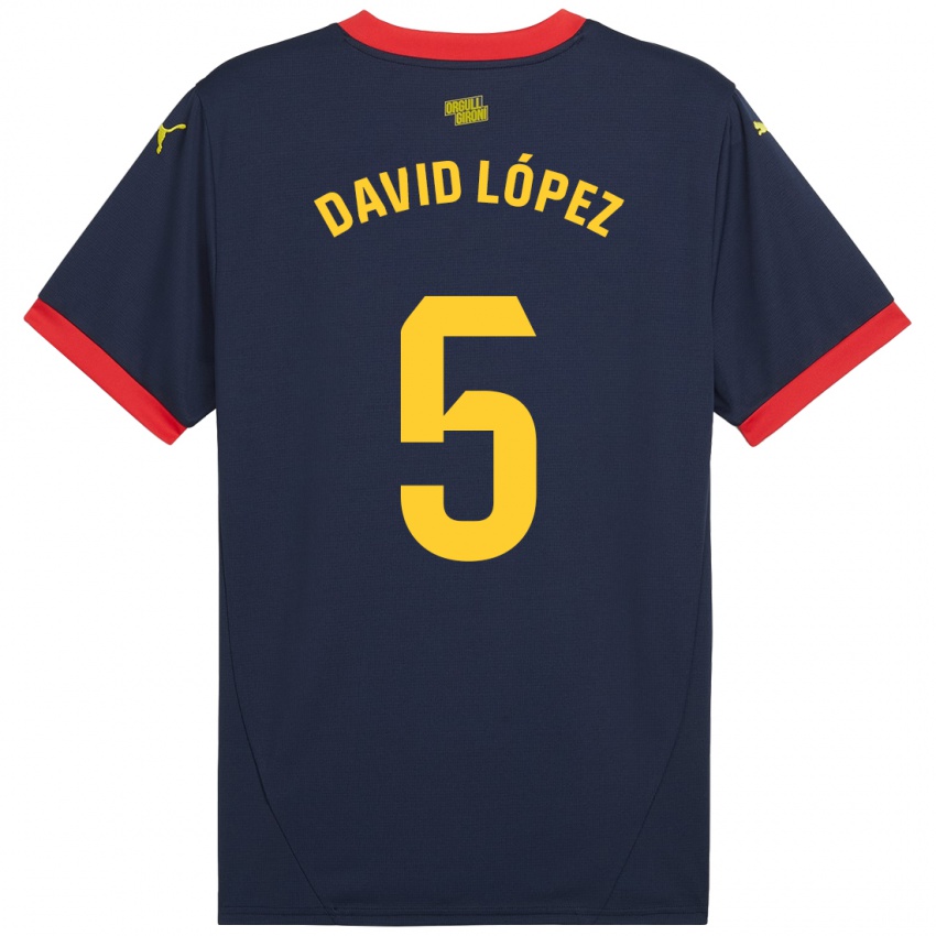 Dames David López #5 Marineblauw Uitshirt Uittenue 2024/25 T-Shirt