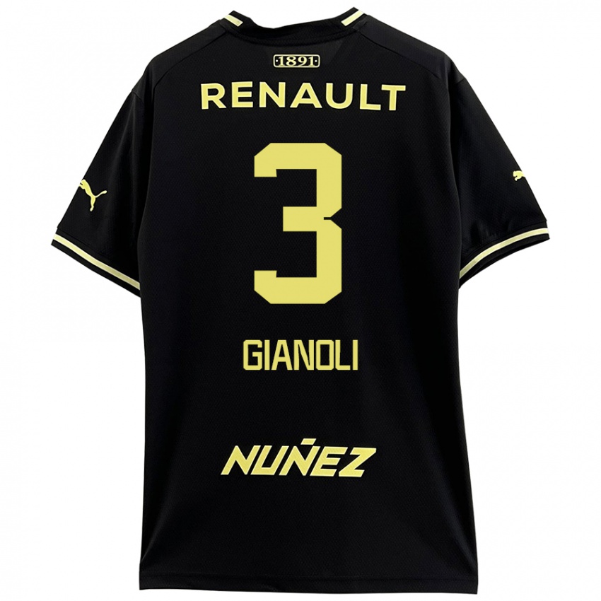 Dames Martín Gianoli #3 Zwart Geel Uitshirt Uittenue 2024/25 T-Shirt