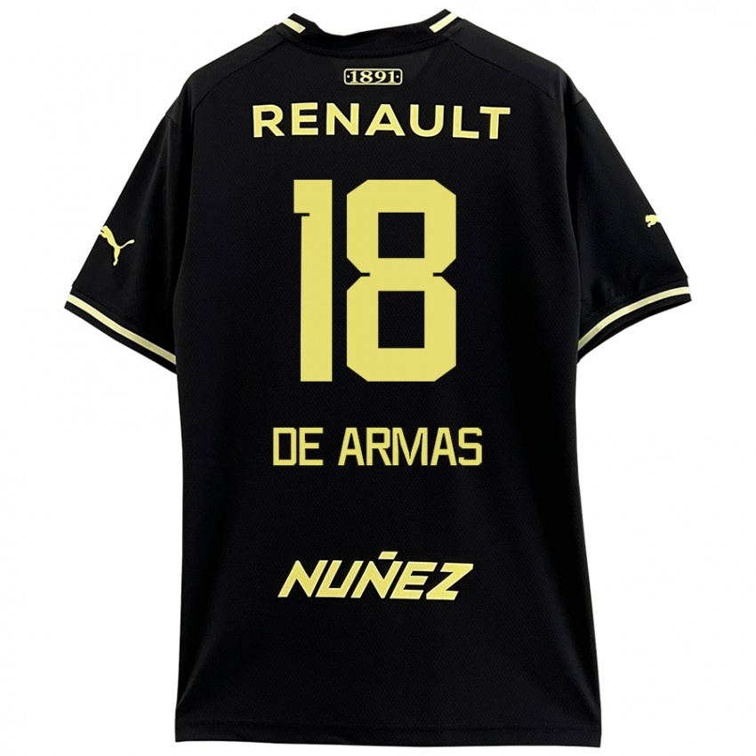 Dames Nahuel De Armas #18 Zwart Geel Uitshirt Uittenue 2024/25 T-Shirt