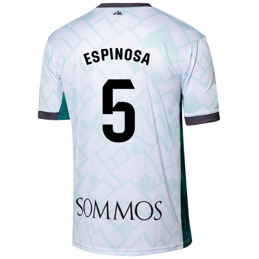 Dames Diego Espinosa #5 Wit Groen Uitshirt Uittenue 2024/25 T-Shirt