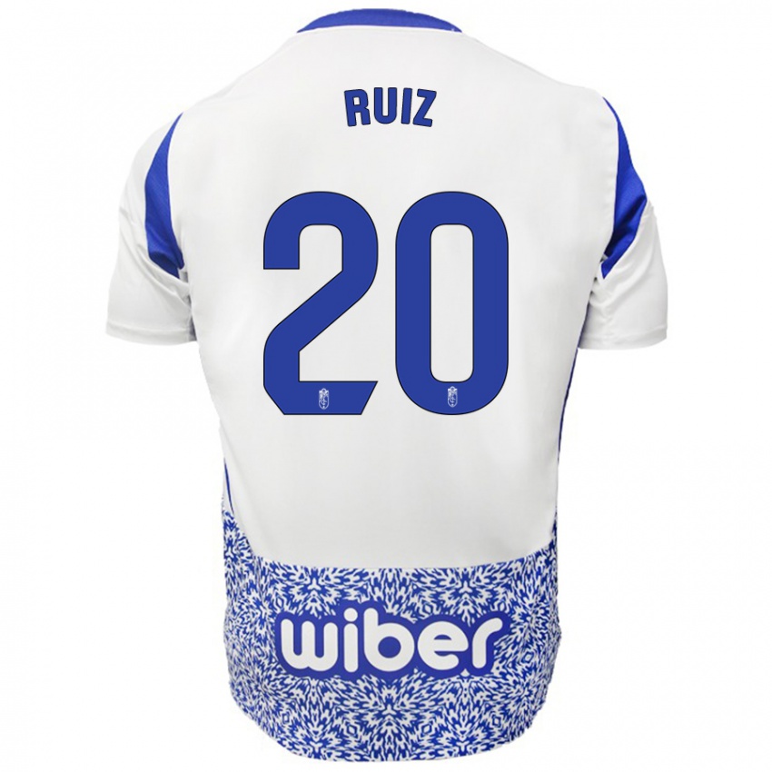 Dames Sergio Ruiz #20 Wit Blauw Uitshirt Uittenue 2024/25 T-Shirt