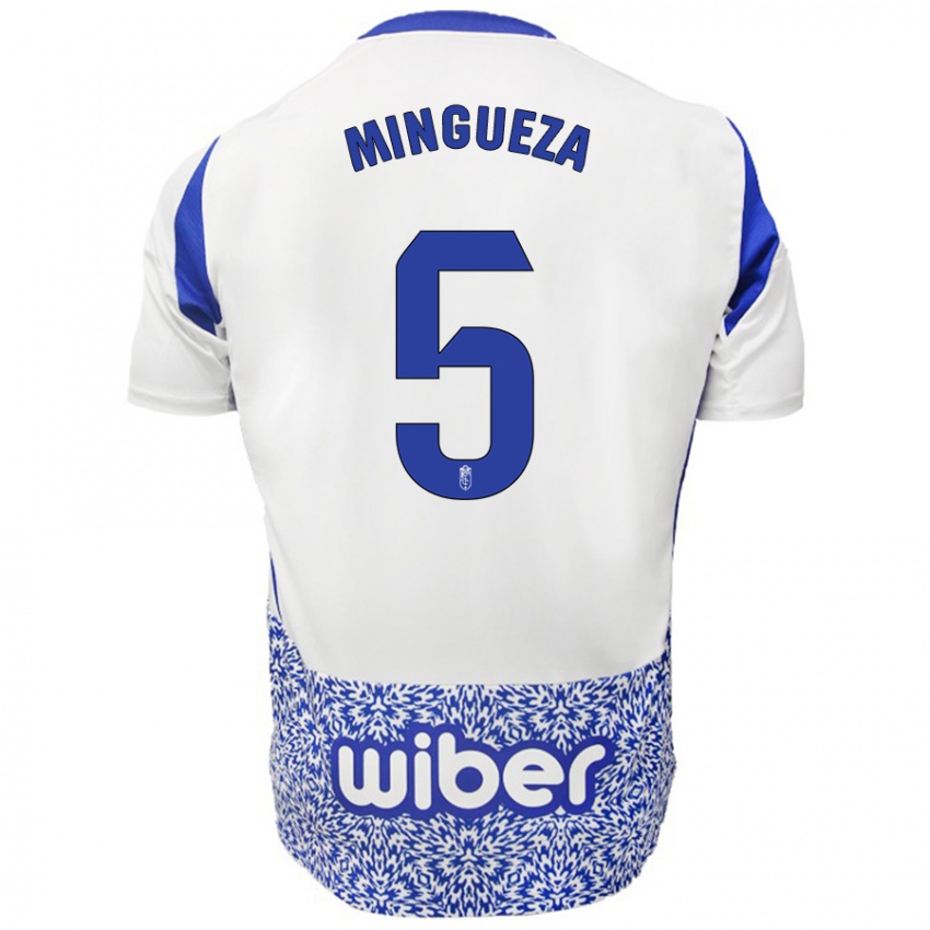 Dames Ariadna Mingueza #5 Wit Blauw Uitshirt Uittenue 2024/25 T-Shirt