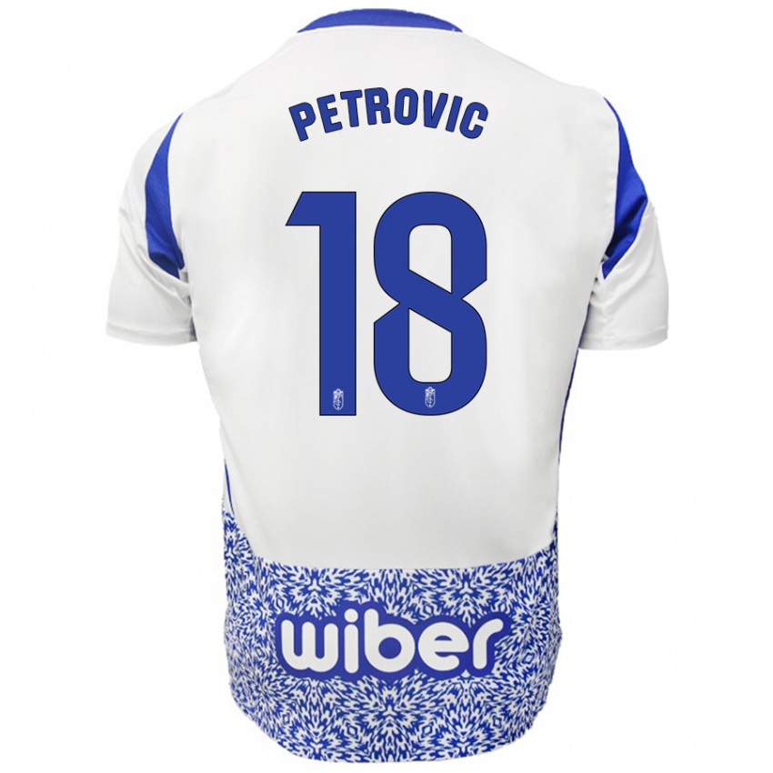 Dames Njegos Petrovic #18 Wit Blauw Uitshirt Uittenue 2024/25 T-Shirt