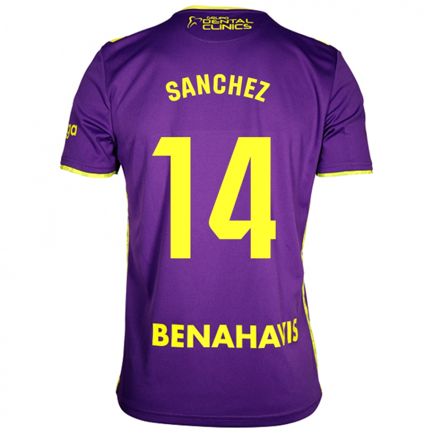 Dames Rubén Sánchez #14 Paars Geel Uitshirt Uittenue 2024/25 T-Shirt