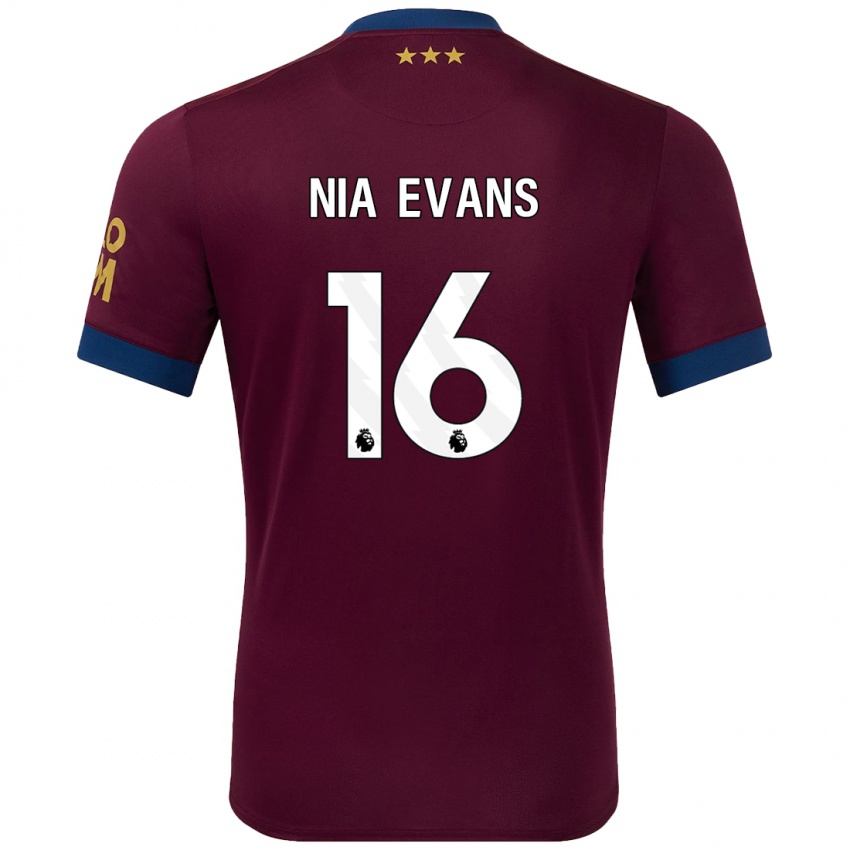 Dames Nia Evans #16 Bruin Uitshirt Uittenue 2024/25 T-Shirt