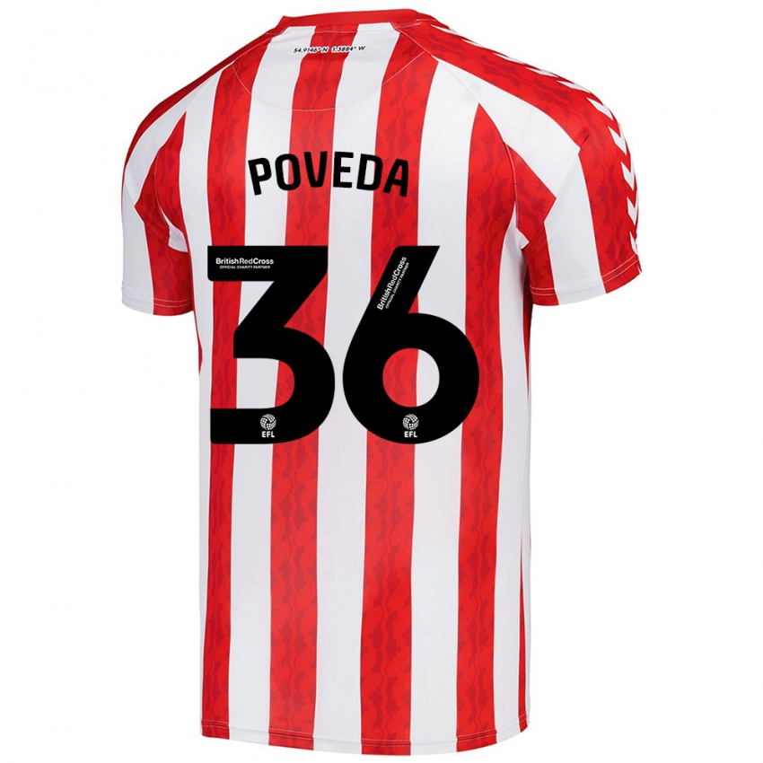 Kinderen Ian Poveda #36 Rood Wit Thuisshirt Thuistenue 2024/25 T-Shirt