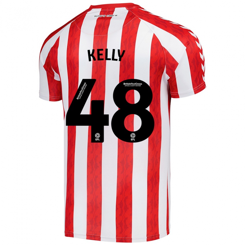 Kinderen Caden Kelly #48 Rood Wit Thuisshirt Thuistenue 2024/25 T-Shirt