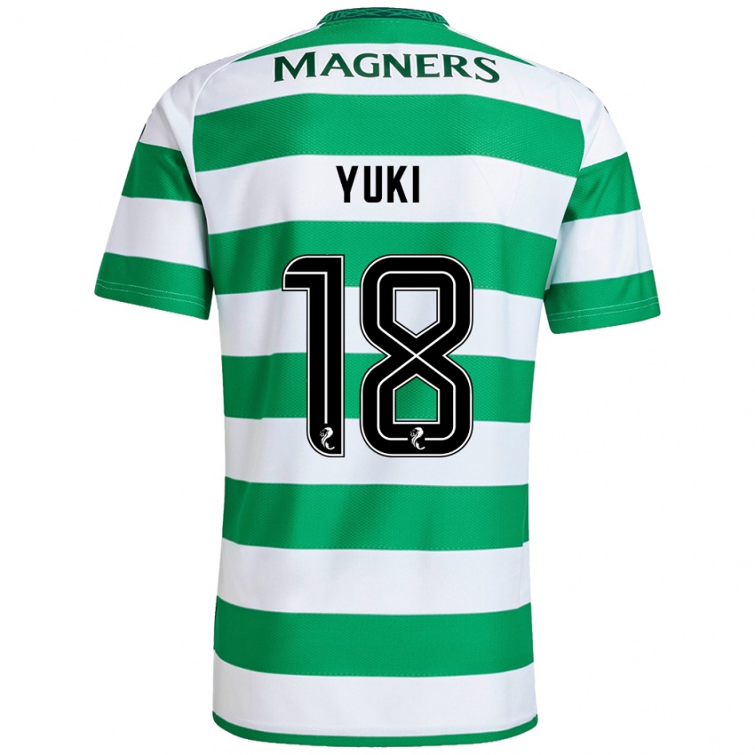 Kinderen Yuki Kobayashi #18 Groen Wit Thuisshirt Thuistenue 2024/25 T-Shirt