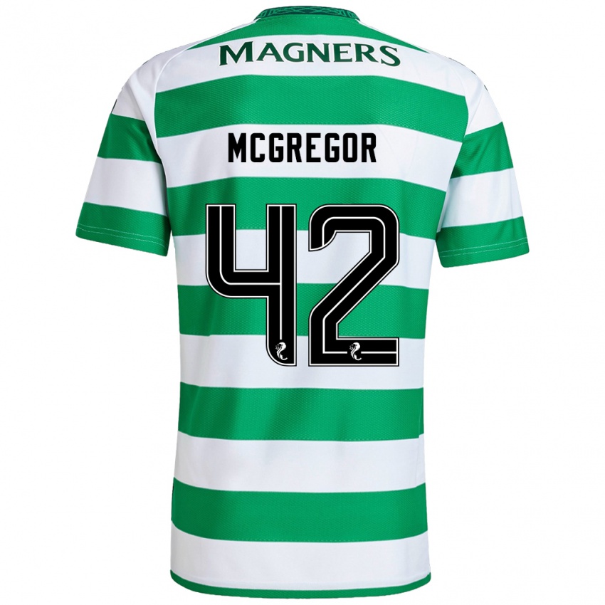 Kinderen Callum Mcgregor #42 Groen Wit Thuisshirt Thuistenue 2024/25 T-Shirt