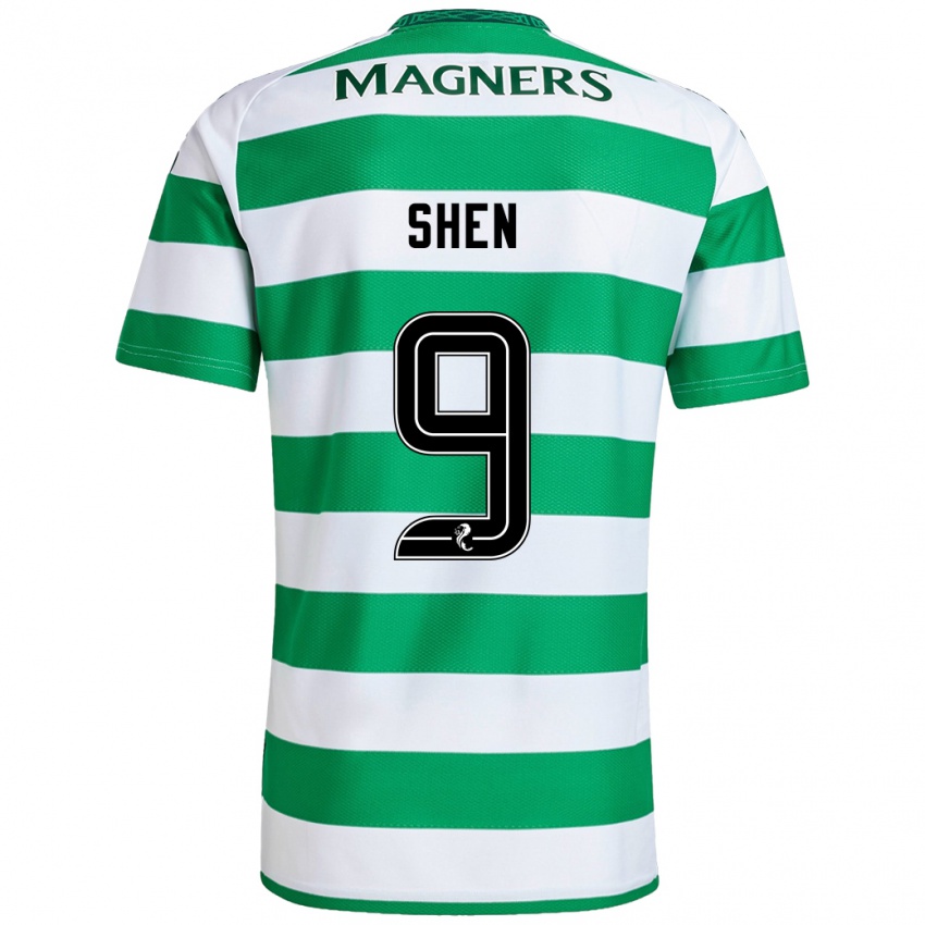 Kinderen Shen Mengyu #9 Groen Wit Thuisshirt Thuistenue 2024/25 T-Shirt