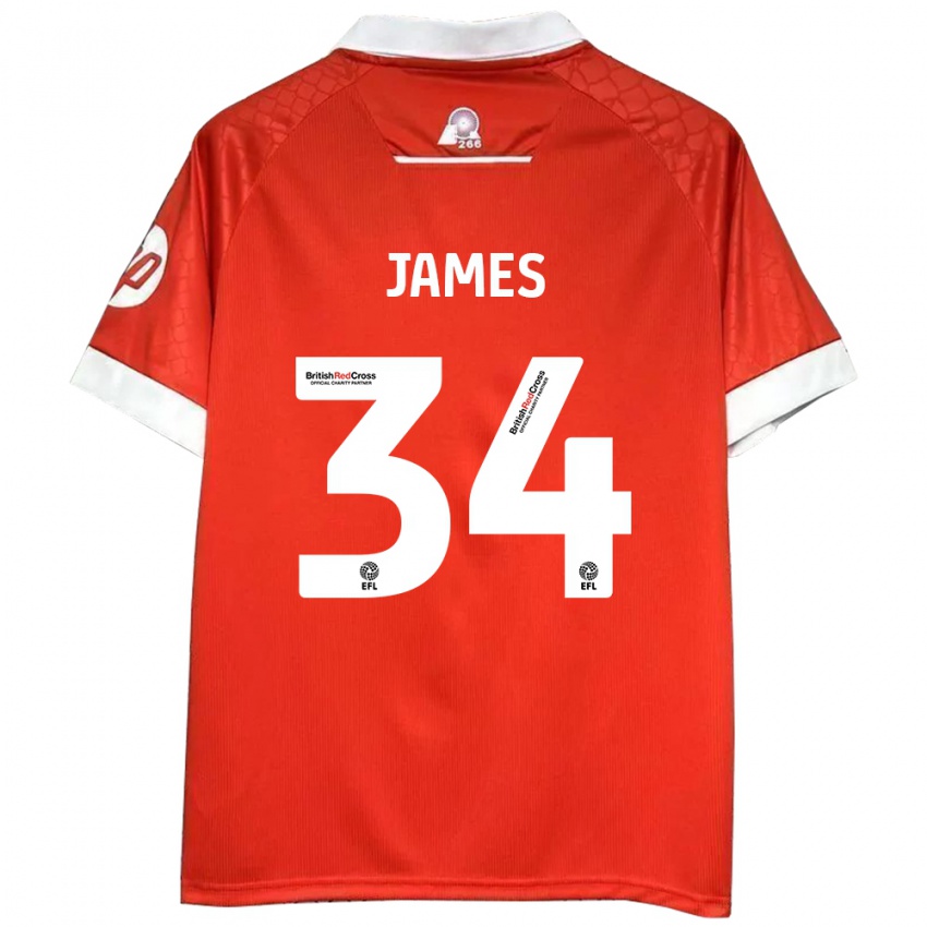 Kinderen Aaron James #34 Rood Wit Thuisshirt Thuistenue 2024/25 T-Shirt