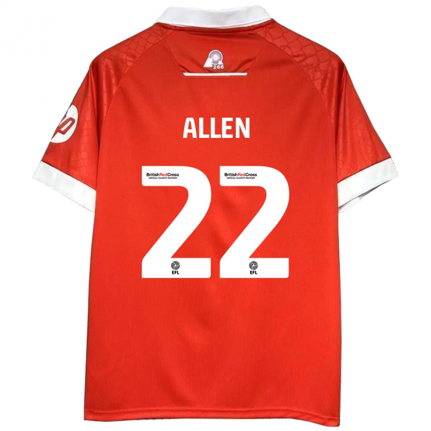 Kinderen Keren Allen #22 Rood Wit Thuisshirt Thuistenue 2024/25 T-Shirt