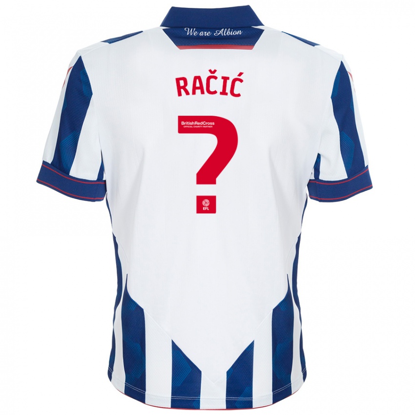 Kinderen Uroš Račić #0 Wit Donkerblauw Thuisshirt Thuistenue 2024/25 T-Shirt