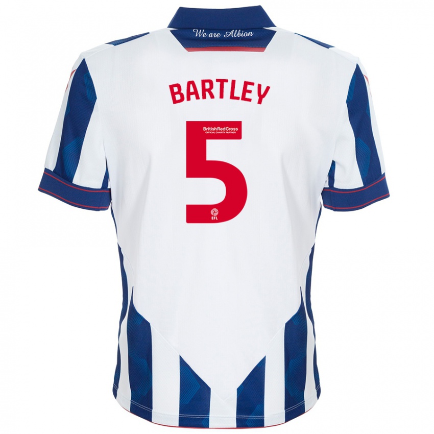 Kinderen Kyle Bartley #5 Wit Donkerblauw Thuisshirt Thuistenue 2024/25 T-Shirt