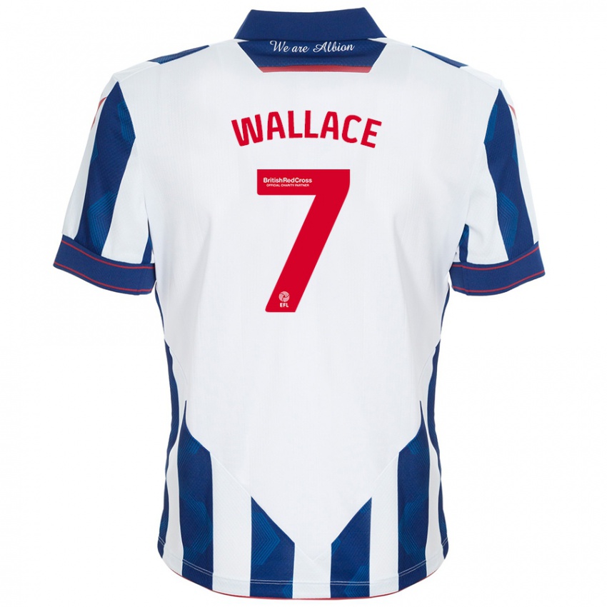 Kinderen Jed Wallace #7 Wit Donkerblauw Thuisshirt Thuistenue 2024/25 T-Shirt