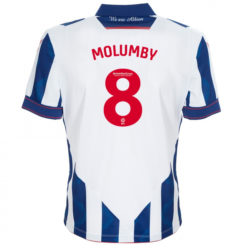 Kinderen Jayson Molumby #8 Wit Donkerblauw Thuisshirt Thuistenue 2024/25 T-Shirt