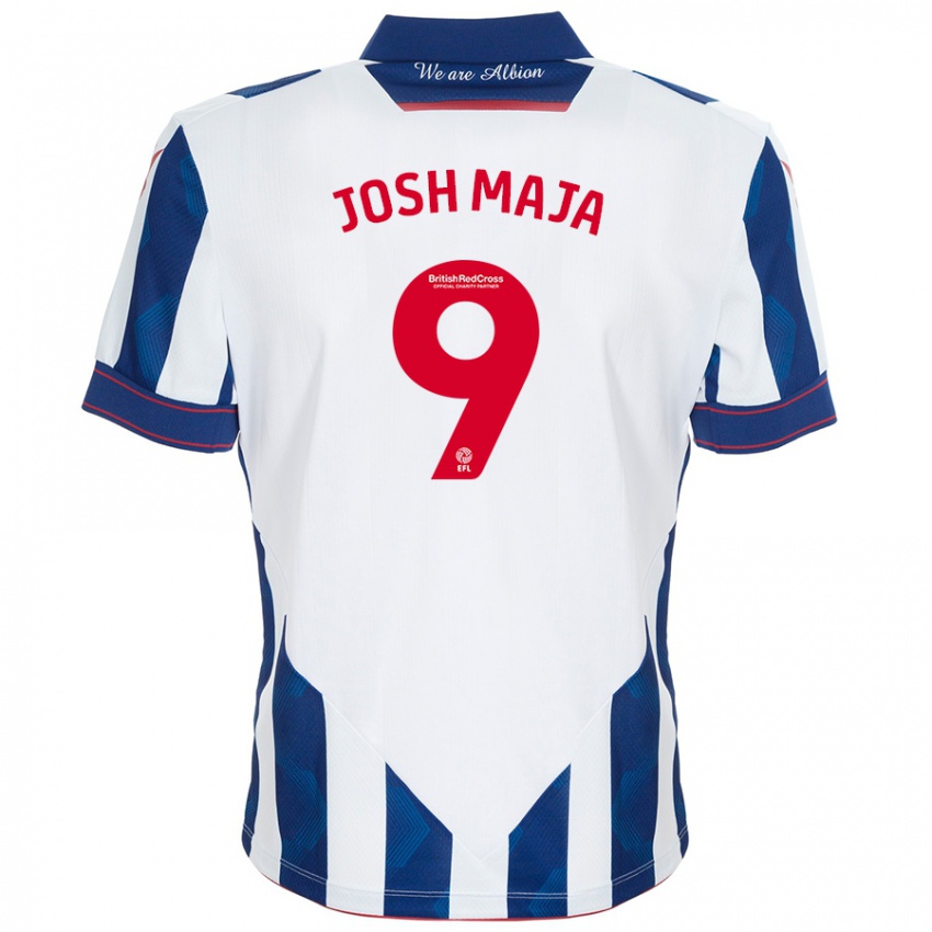 Kinderen Josh Maja #9 Wit Donkerblauw Thuisshirt Thuistenue 2024/25 T-Shirt