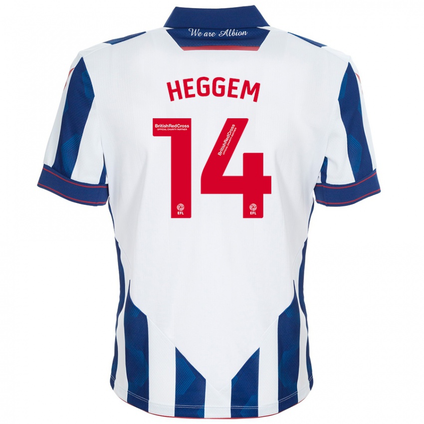 Kinderen Torbjørn Heggem #14 Wit Donkerblauw Thuisshirt Thuistenue 2024/25 T-Shirt