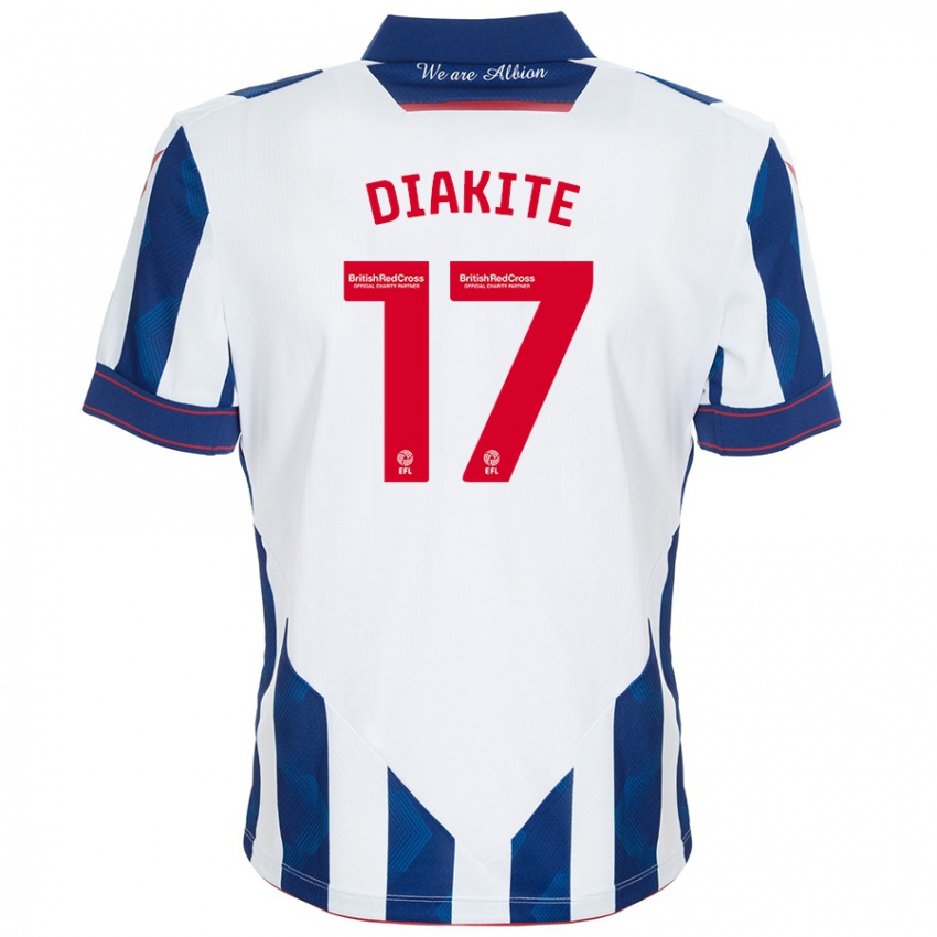 Kinderen Ousmane Diakité #17 Wit Donkerblauw Thuisshirt Thuistenue 2024/25 T-Shirt