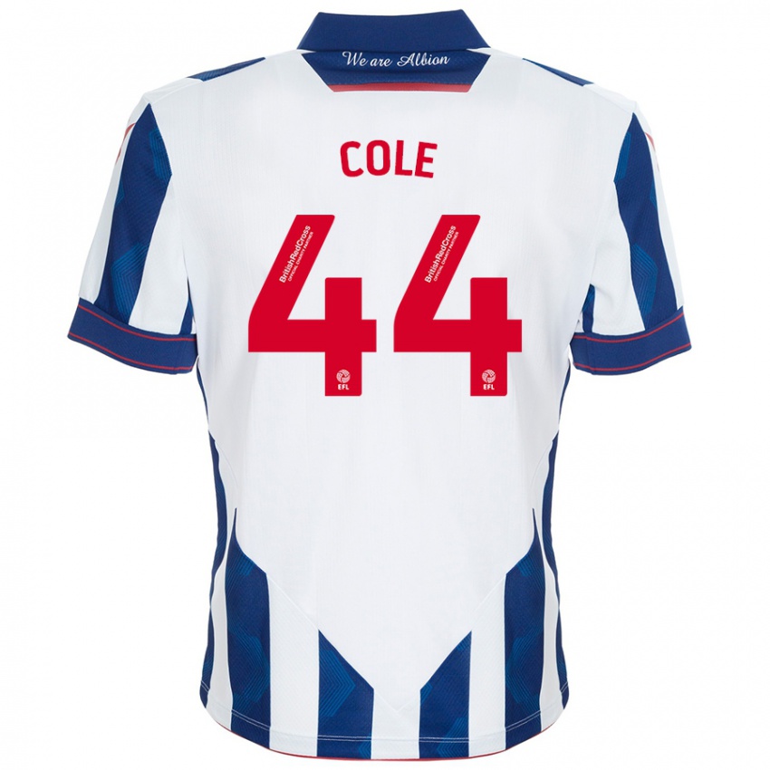 Kinderen Devante Cole #44 Wit Donkerblauw Thuisshirt Thuistenue 2024/25 T-Shirt