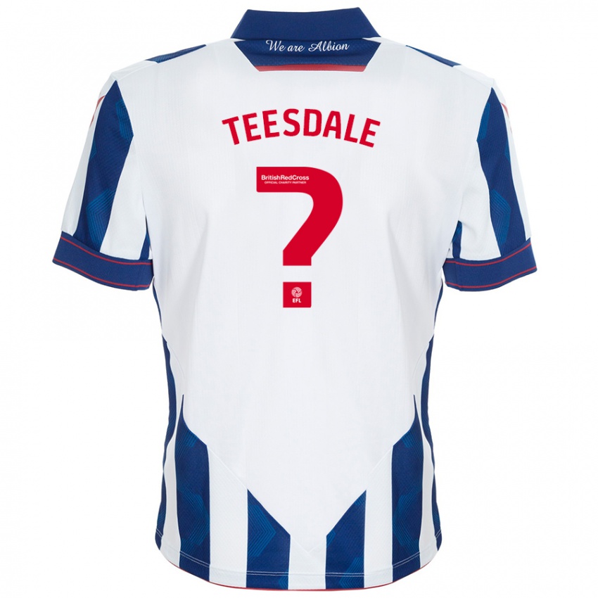 Kinderen Finn Teesdale #0 Wit Donkerblauw Thuisshirt Thuistenue 2024/25 T-Shirt