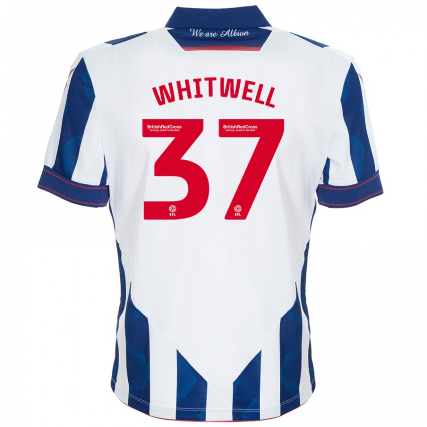 Kinderen Harry Whitwell #37 Wit Donkerblauw Thuisshirt Thuistenue 2024/25 T-Shirt