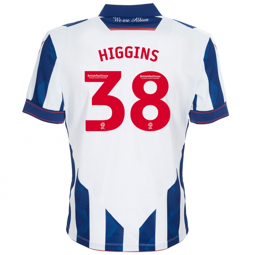 Kinderen Akeel Higgins #38 Wit Donkerblauw Thuisshirt Thuistenue 2024/25 T-Shirt