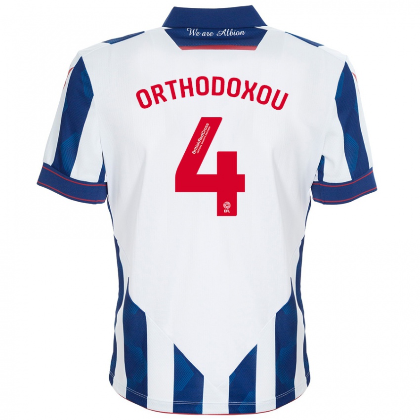 Kinderen Francesca Orthodoxou #4 Wit Donkerblauw Thuisshirt Thuistenue 2024/25 T-Shirt