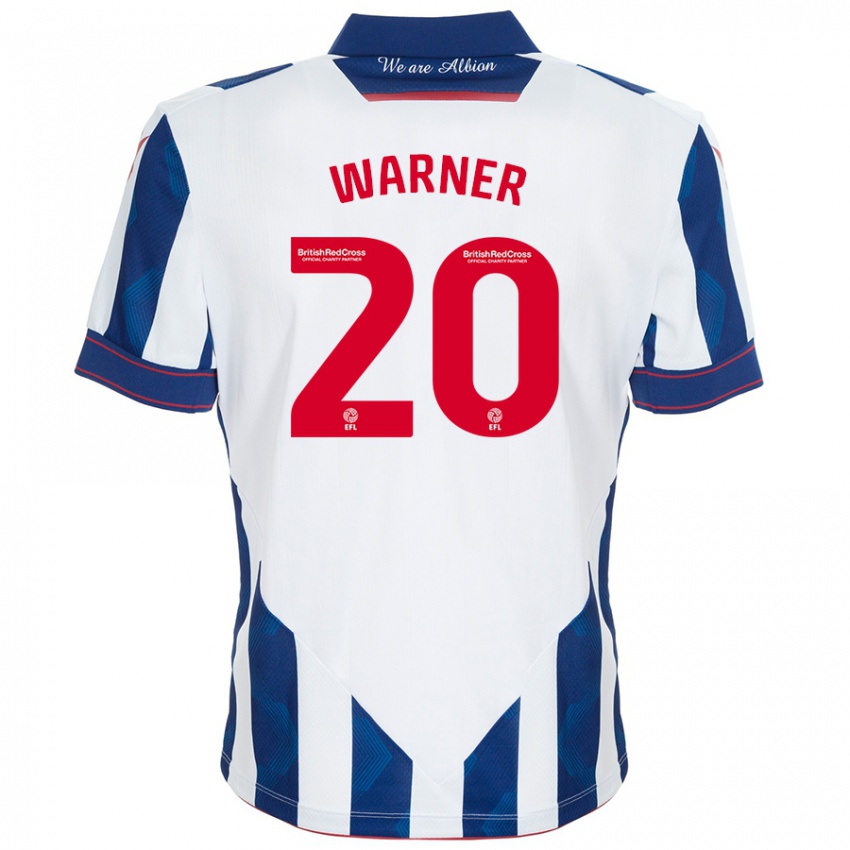 Kinderen Phoebe Warner #20 Wit Donkerblauw Thuisshirt Thuistenue 2024/25 T-Shirt