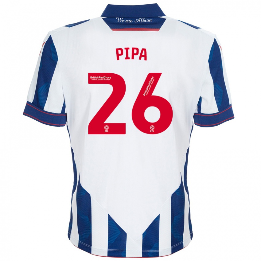 Kinderen Pipa #26 Wit Donkerblauw Thuisshirt Thuistenue 2024/25 T-Shirt