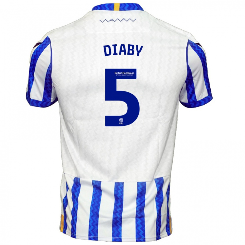 Kinderen Bambo Diaby #5 Blauw Wit Thuisshirt Thuistenue 2024/25 T-Shirt